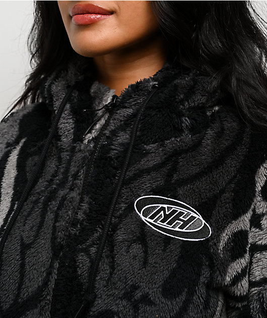 Ninth Hall Aven Flames Grey Sherpa Zip Hoodie | Zumiez