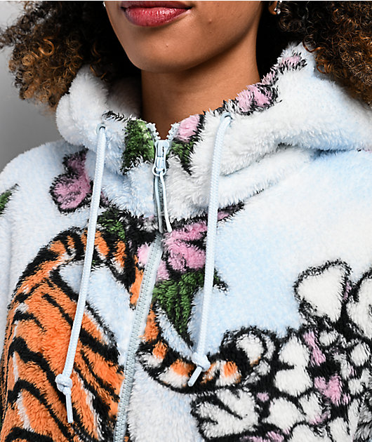 【美品】THE URBAN BLANCE WD97 Ninth Hall Aven Tiger Cherry White & Blue Sherpa Zip Hoodie | Zumiez