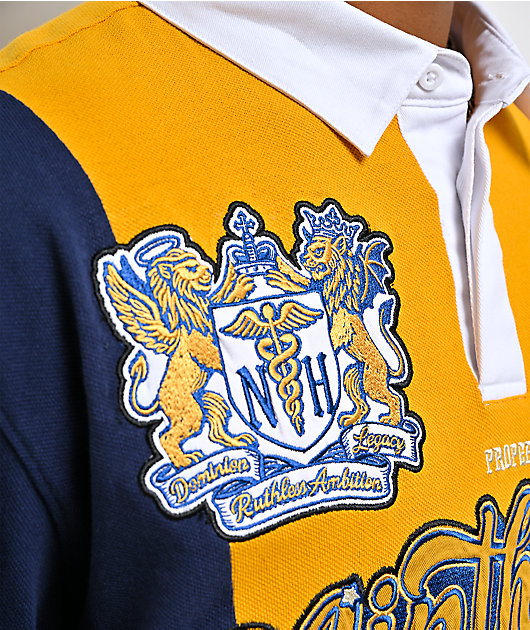 Ninth Hall Benchmark Red, Navy & Yellow Boxy Rugby Shirt