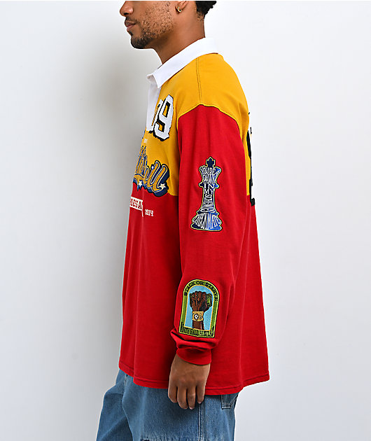 Ninth Hall Benchmark Red, Navy & Yellow Boxy Rugby Shirt
