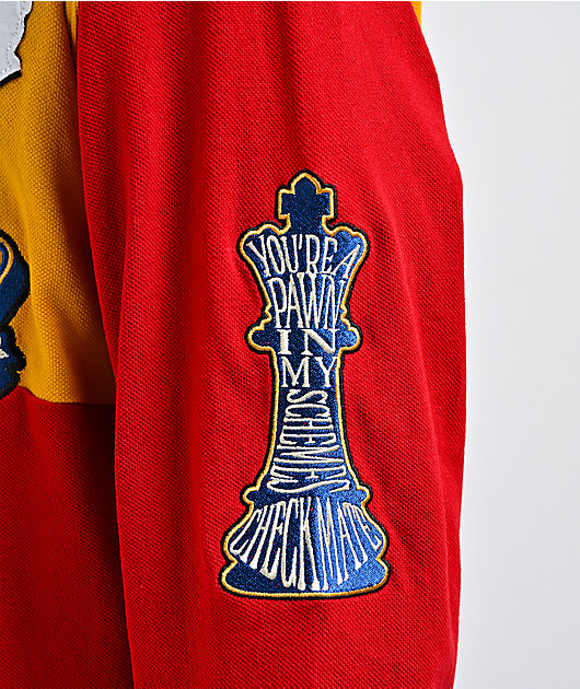 Ninth Hall Benchmark Red, Navy & Yellow Boxy Rugby Shirt