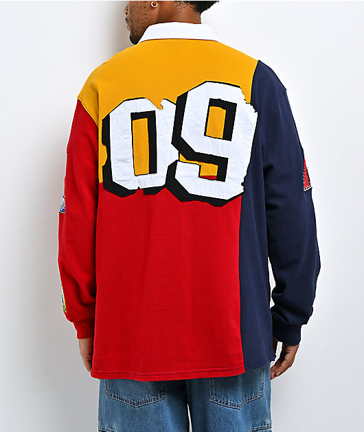 Ninth Hall Benchmark Red, Navy & Yellow Boxy Rugby Shirt
