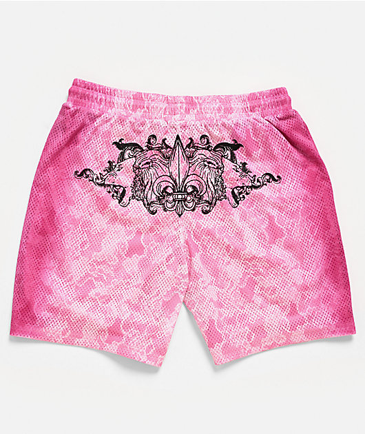 Ninth Hall Billie Lace Print Pink Mesh Shorts | Zumiez