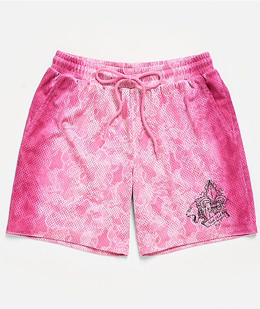 Ninth Hall Billie Lace Print Pink Mesh Shorts