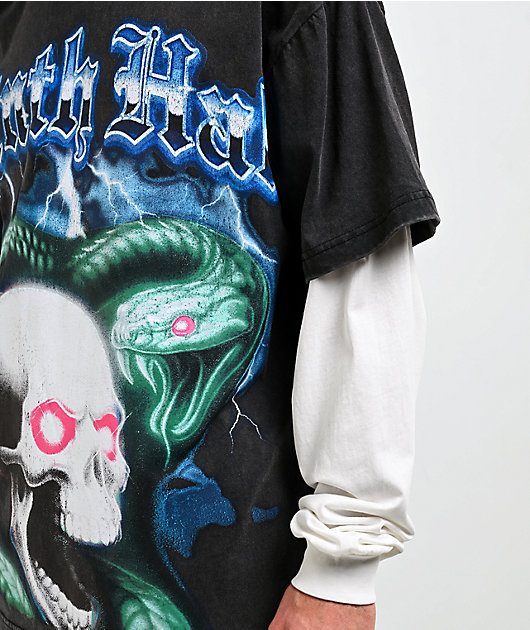 Ninth Hall Black Light Charcoal & White 2fer Long Sleeve T-Shirt