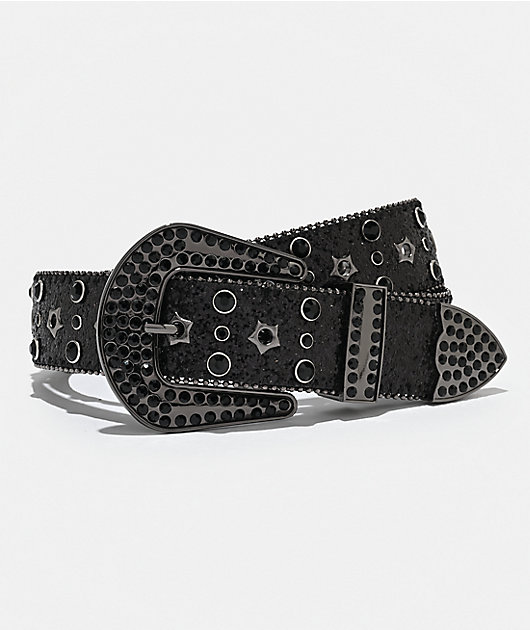 Ninth Hall Bling It On Glitter Western Black Belt | Zumiez