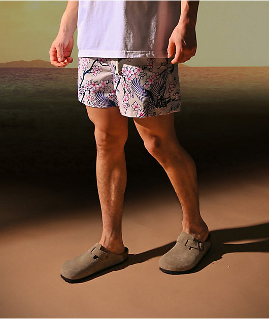 Ninth Hall Blossom Crane White Board Shorts