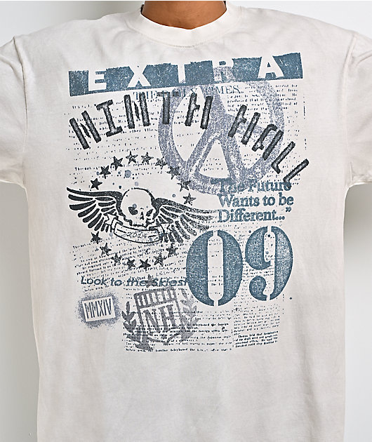 Ninth Hall Boot Camp Blues Dirty Wash White T-Shirt
