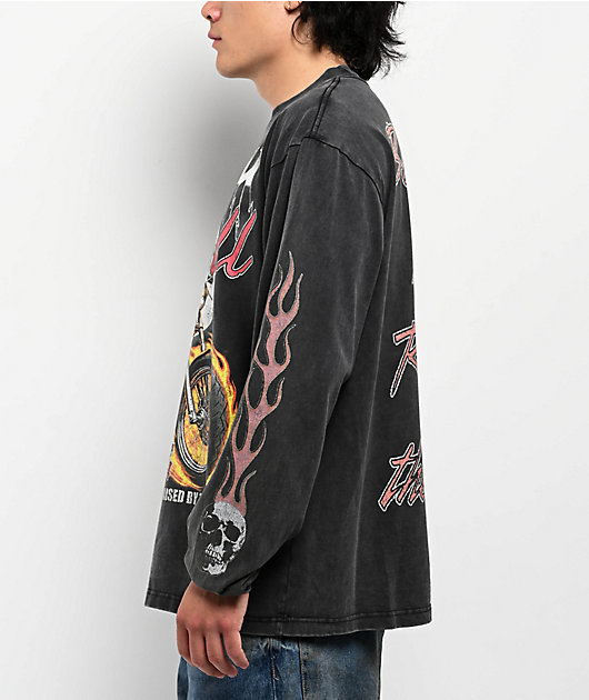 Ninth Hall Born In Flames Vintage Black Long Sleeve T-Shirt | Zumiez