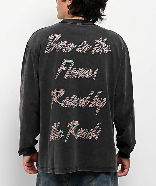 Ninth Hall Born In Flames Vintage Black Long Sleeve T-Shirt
