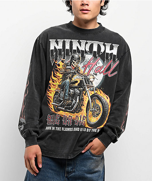 Ninth Hall Born In Flames Vintage Black Long Sleeve T-Shirt | Zumiez