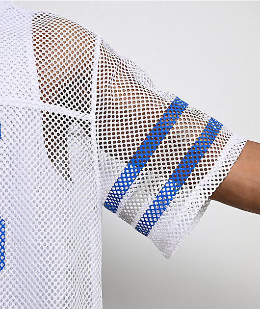 Ninth Hall Chat White & Blue Mesh Jersey