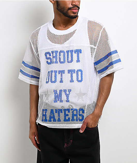 Ninth Hall Chat White & Blue Mesh Jersey