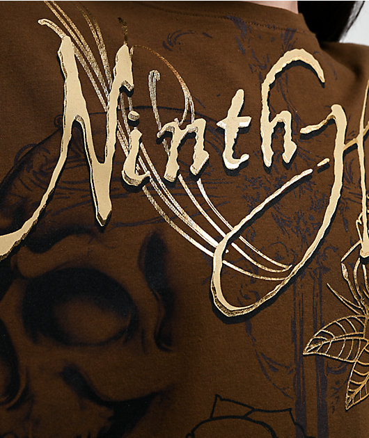Ninth Hall Ciara Foil Print Brown Oversized Boxy T-Shirt