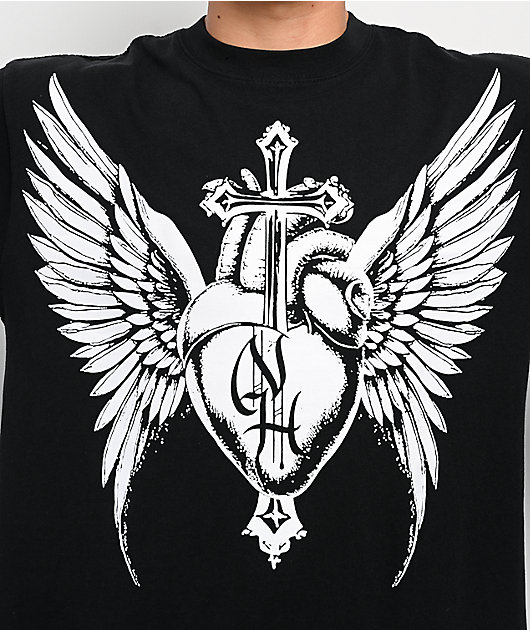 Ninth Hall Cross My Heart Black T-Shirt | Zumiez
