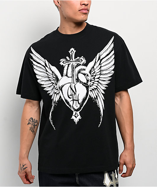 Ninth Hall Cross My Heart Black T-Shirt | Zumiez