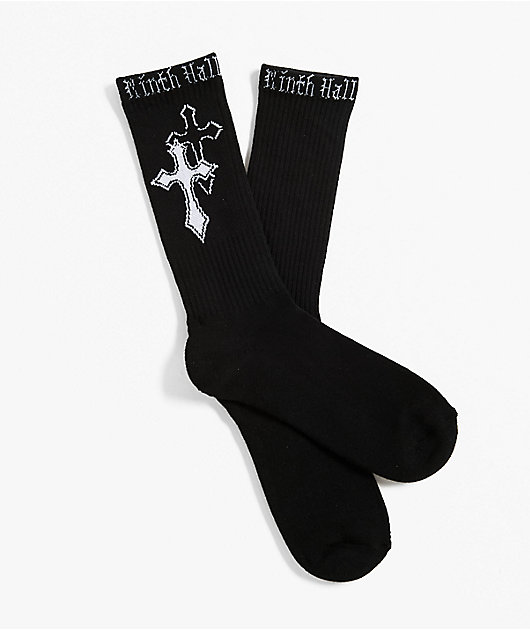 Ninth Hall Crosses Black Crew Socks