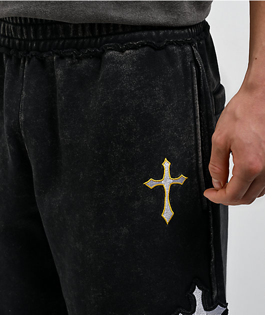 Ninth Hall Crosses Black Wash Baggy Sweatpants | Zumiez