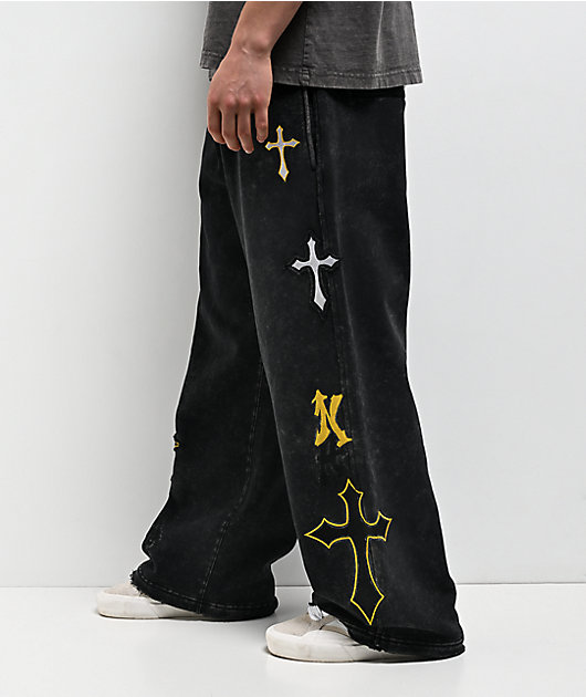 Ninth Hall Crosses Black Wash Baggy Sweatpants | Zumiez