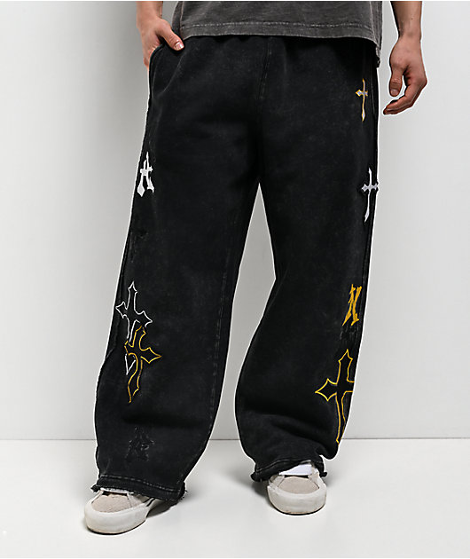 Ninth Hall Crosses Black Wash Baggy Sweatpants | Zumiez