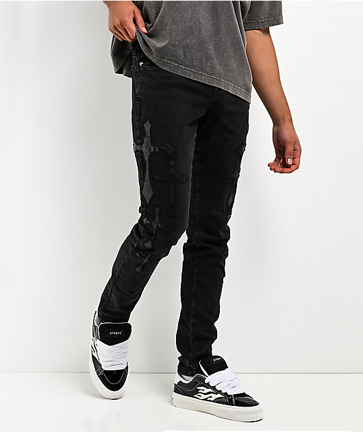 Ninth Hall Crosses Black Wash Skinny Jeans