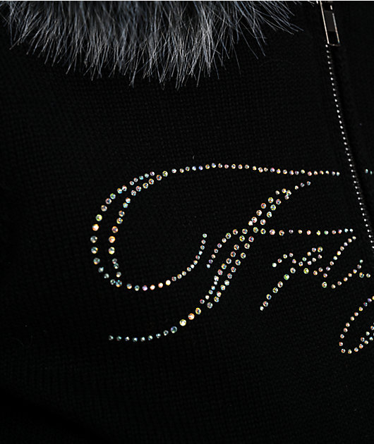 Ninth Hall Crystal Black Zip Sweater