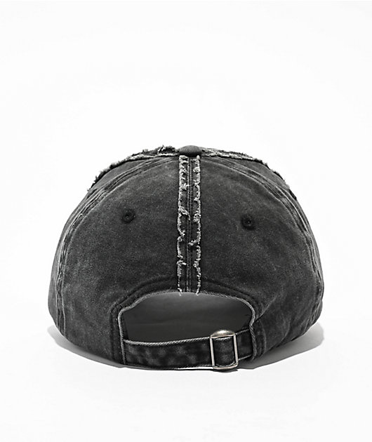 Ninth Hall Cypress Distressed Black Wash Strapback Hat | Zumiez