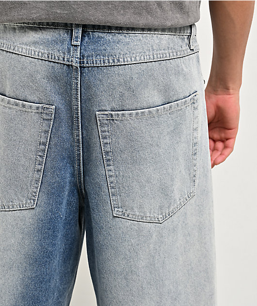 Ninth Hall Detain Light Blue Wash Ultra Loose Fit Shorts