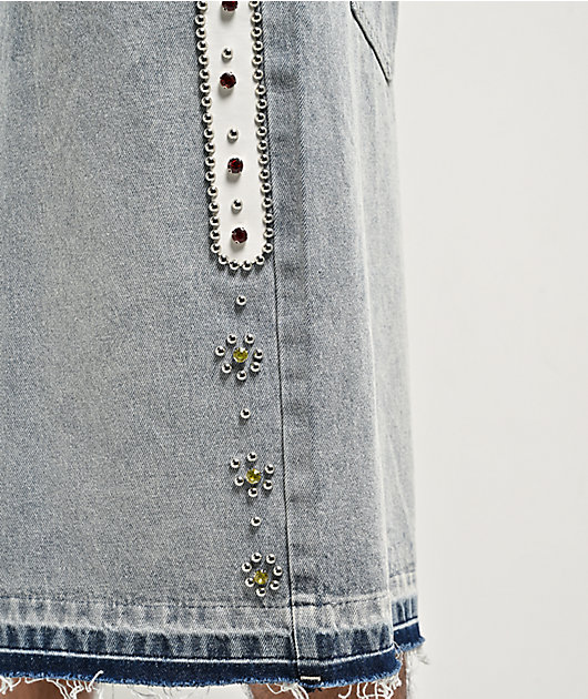 Ninth Hall Detain Light Blue Wash Ultra Loose Fit Shorts