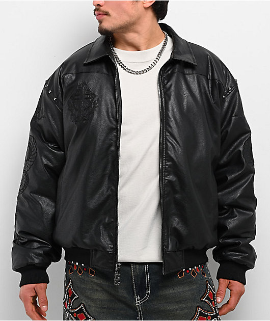 Ninth Hall Dismantle Studded Black Bomber Jacket | Zumiez