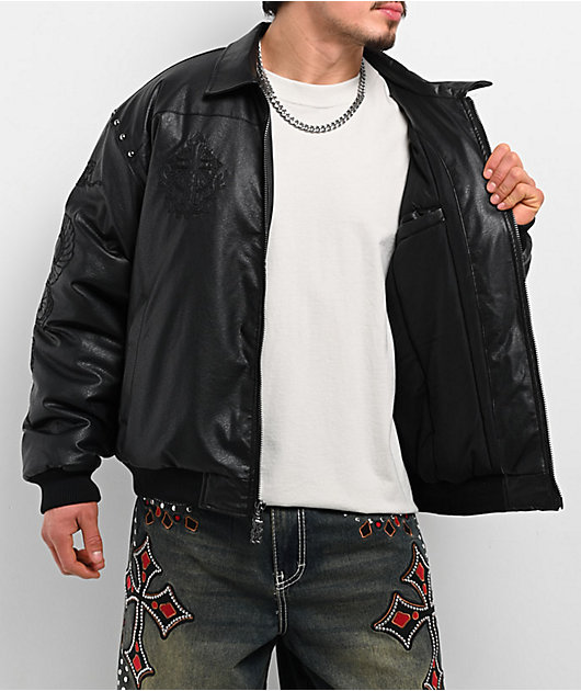 Ninth Hall Dismantle Studded Black Bomber Jacket | Zumiez