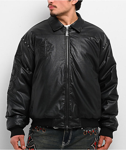 Ninth Hall Dismantle Studded Black Bomber Jacket | Zumiez