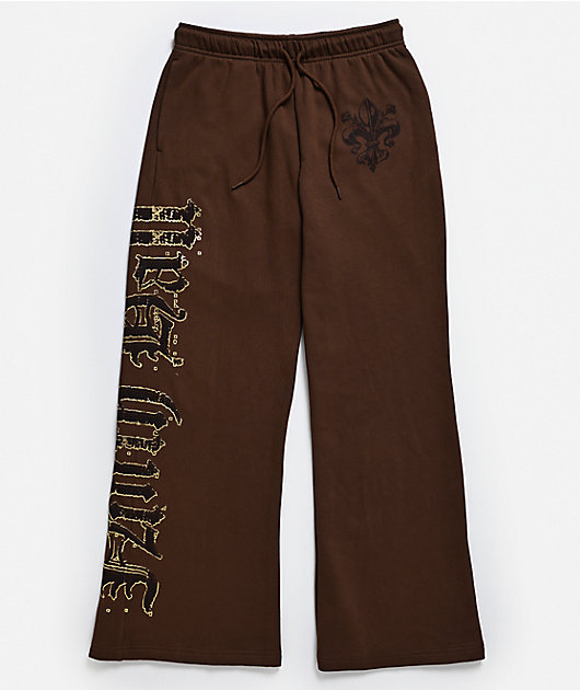 Ninth Hall Divine Conflict Brown Wide Leg Sweatpants
