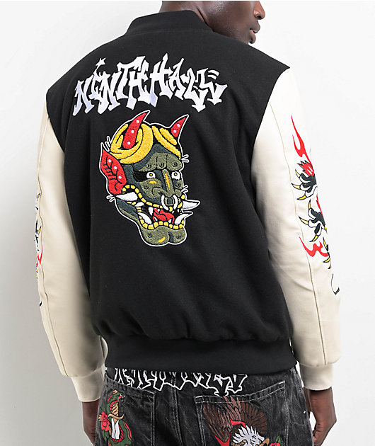 Ninth Hall Dragon Black & Cream Varsity Jacket | Zumiez