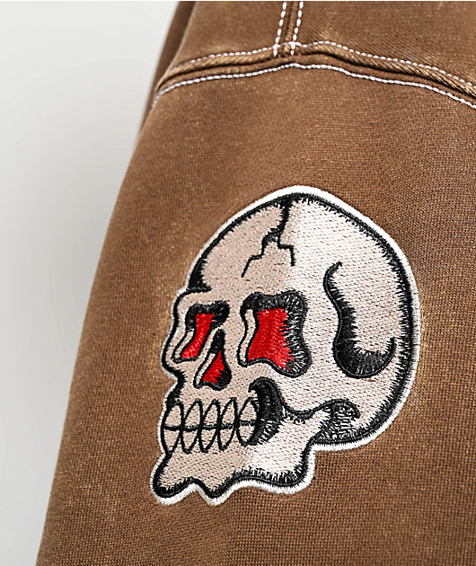 Ninth Hall Dragon Fire Brown Wash Zip Hoodie