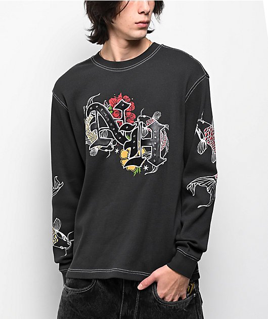 Ninth Hall Dusk Charcoal Thermal Long Sleeve T-Shirt | Zumiez