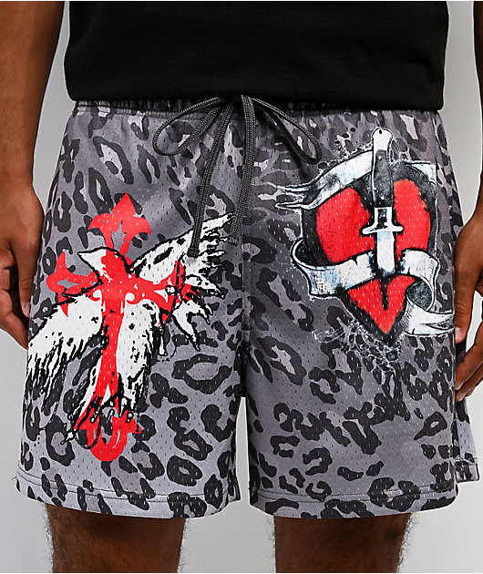 Ninth Hall Fade Leopard Grey Mesh Shorts