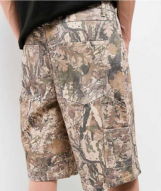 Ninth Hall Faded Camo Double Knee Loose Carpenter Shorts
