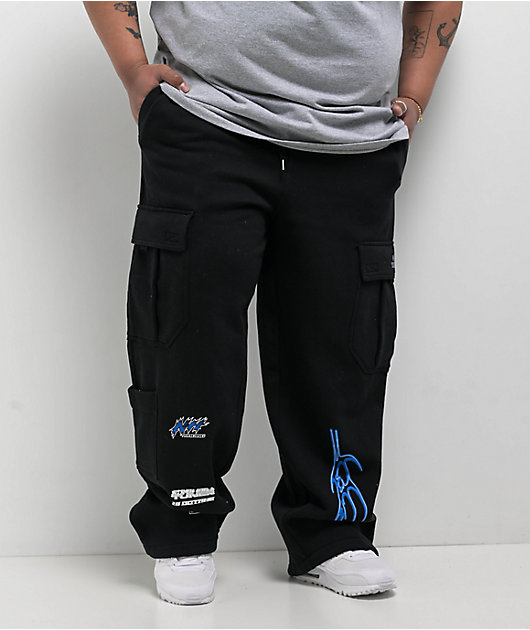Ninth Hall Fast Lane Black Baggy Cargo Sweatpants