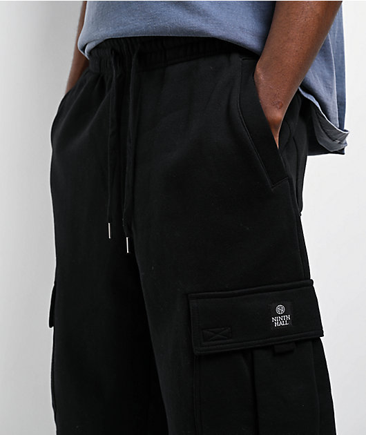 Ninth Hall Fast Lane Black Baggy Cargo Sweatpants