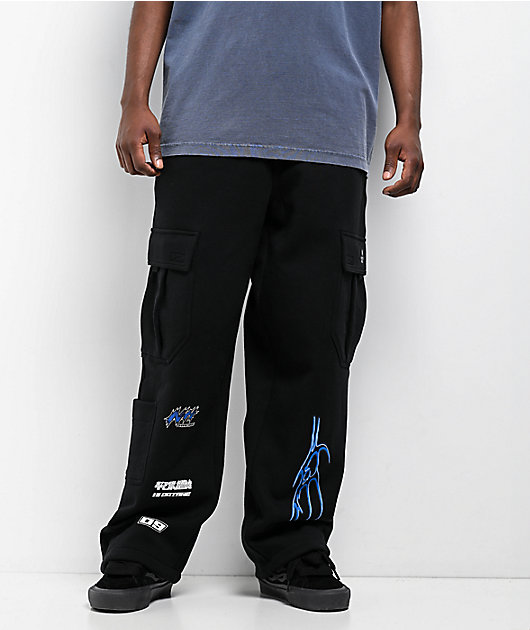 Ninth Hall Fast Lane Black Baggy Cargo Sweatpants | Zumiez