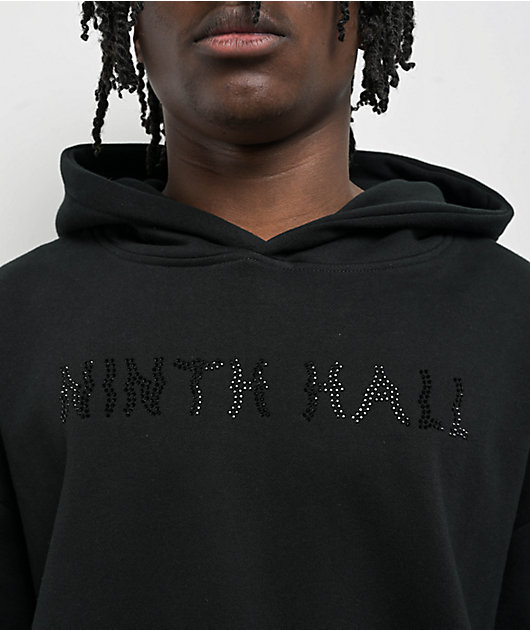 Ninth Hall Faux Rhinestones Black Hoodie
