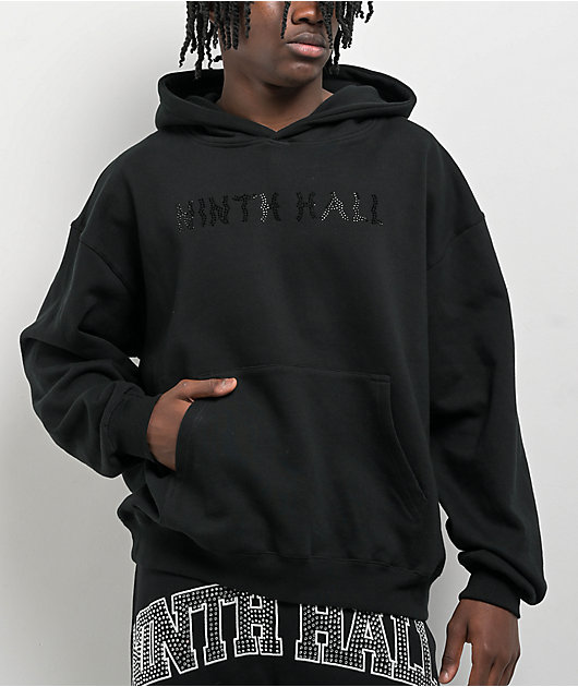 Ninth Hall Faux Rhinestones Black Hoodie