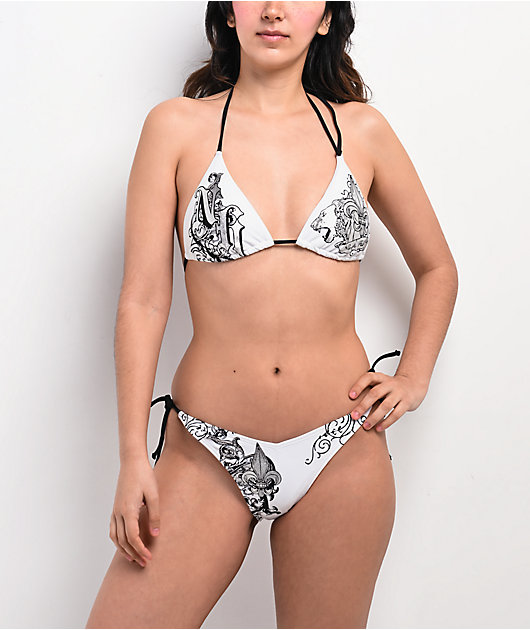 Ninth Hall Fleur White Triangle Bikini Top