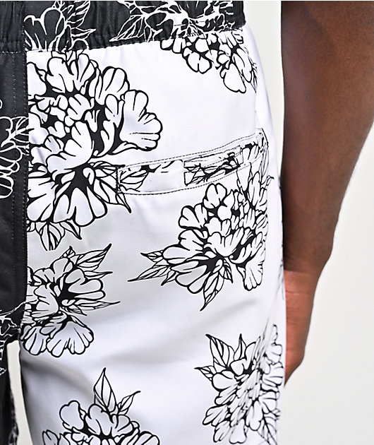 Ninth Hall Flower Split Black & White Board Shorts