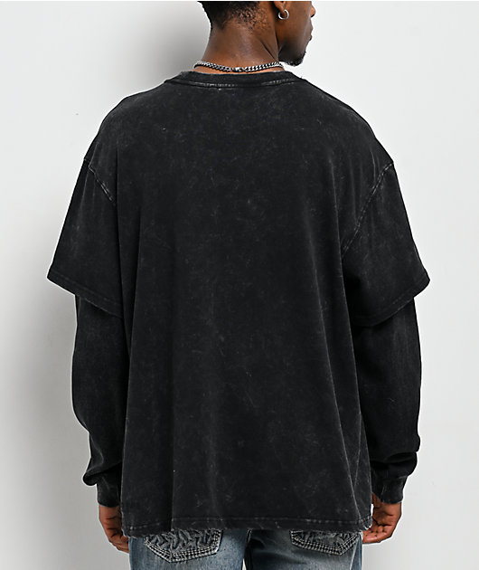 Ninth Hall Fundamentals Black Acid Wash 2fer T-Shirt