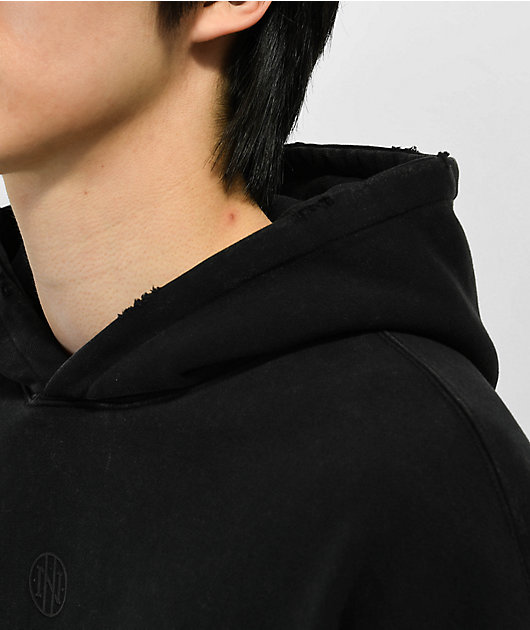 Ninth Hall Fundamentals Black Distressed Boxy Hoodie