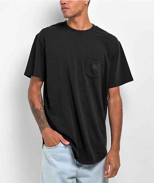 Ninth Hall Fundamentals Black Drop Hem Pocket T-Shirt