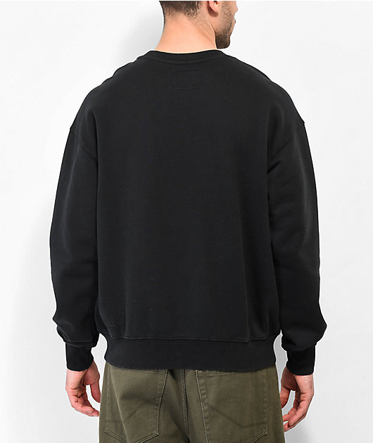 Ninth Hall Fundamentals Black Wash Boxy Crewneck Sweatshirt | Zumiez