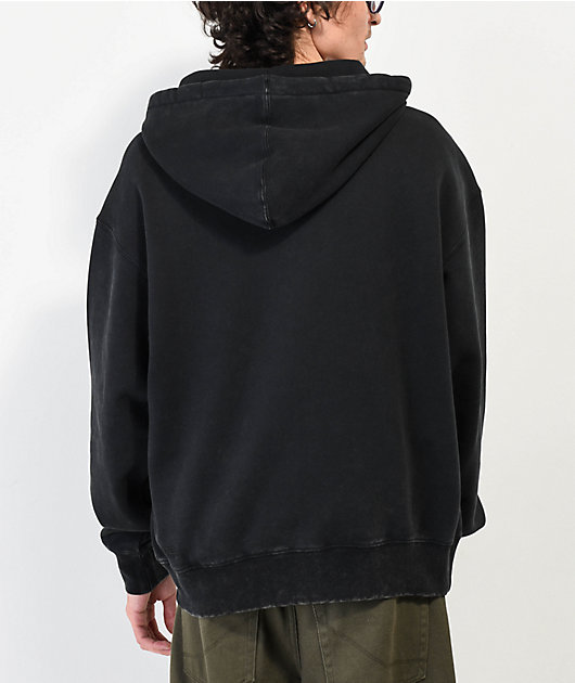 Ninth Hall Fundamentals Black Wash Boxy Zip Hoodie Zumiez